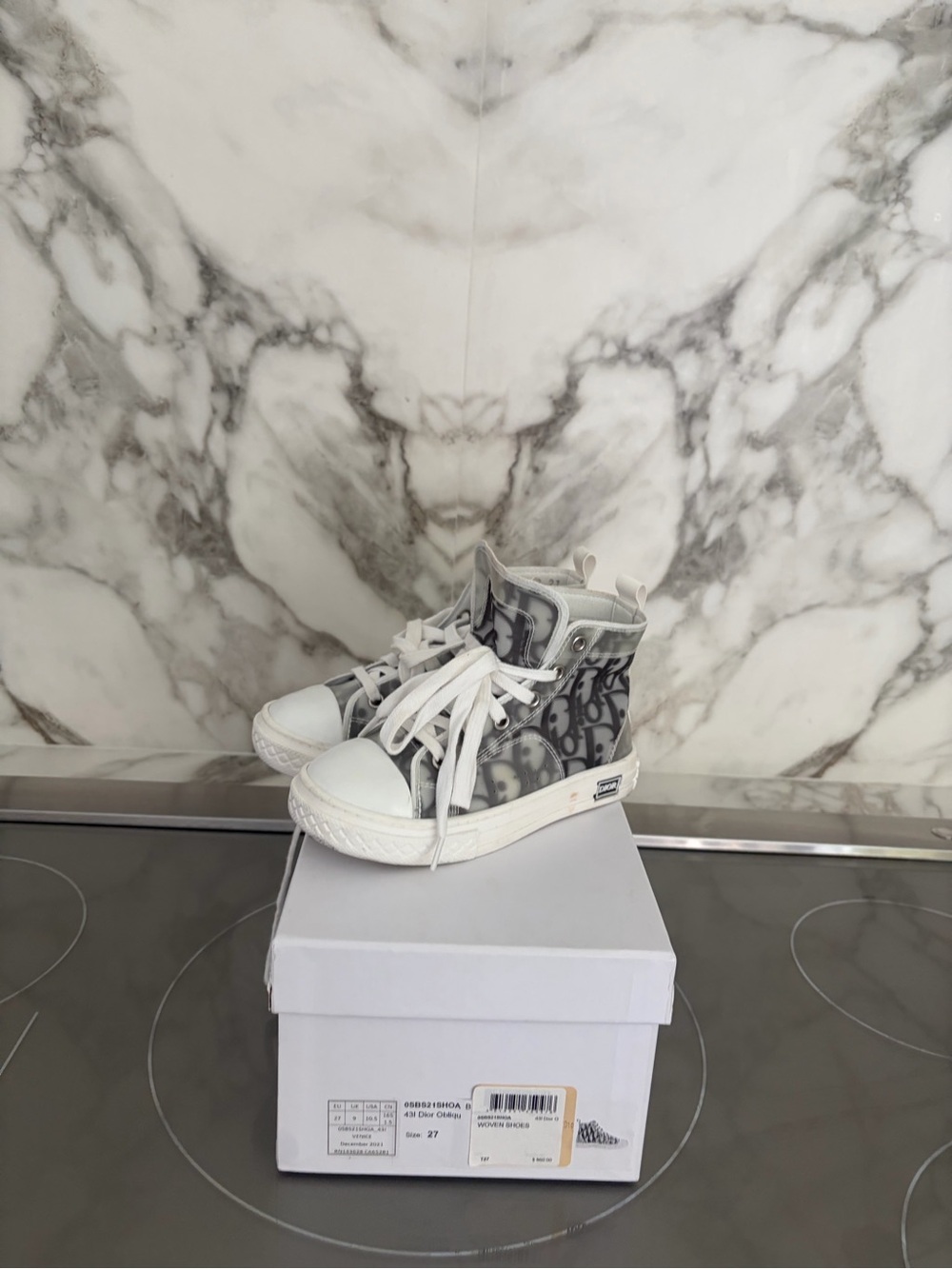 Dior White and Beige Woven Shoes Box Label